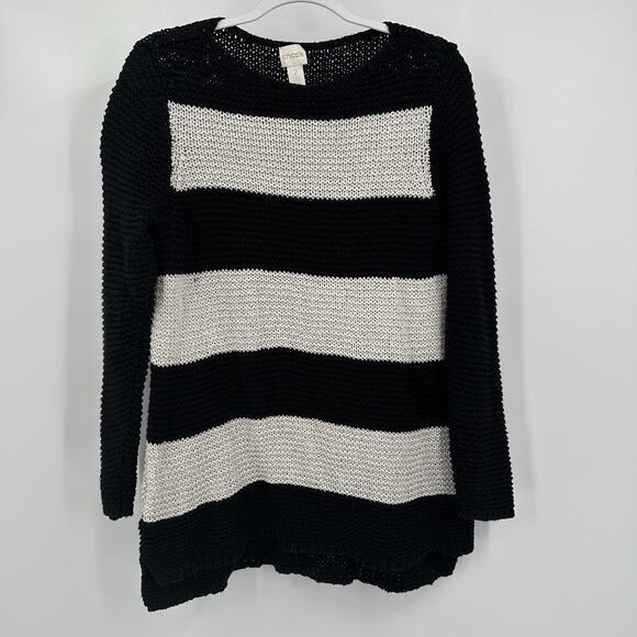 Chico's Sweaters - Chicos Womens Chunky Knit Sweater Size 2 US L Metallic Striped‎